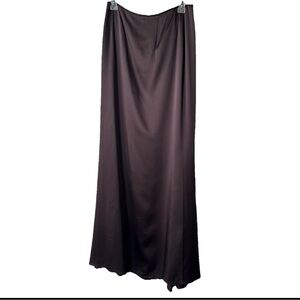 New Carmen Marc Valvo Maxi Brown Satin Formal Skirt Size 8 Retail $275